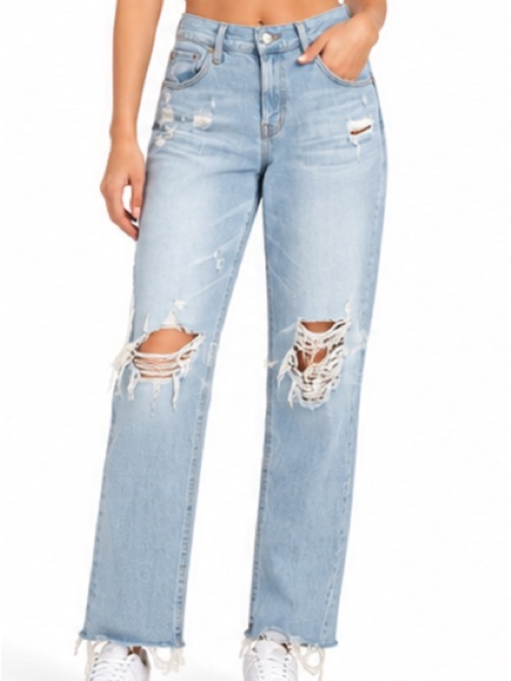 AG Adriano Goldschmied Distressed Straight Leg Raw Hem Jeans Size 31